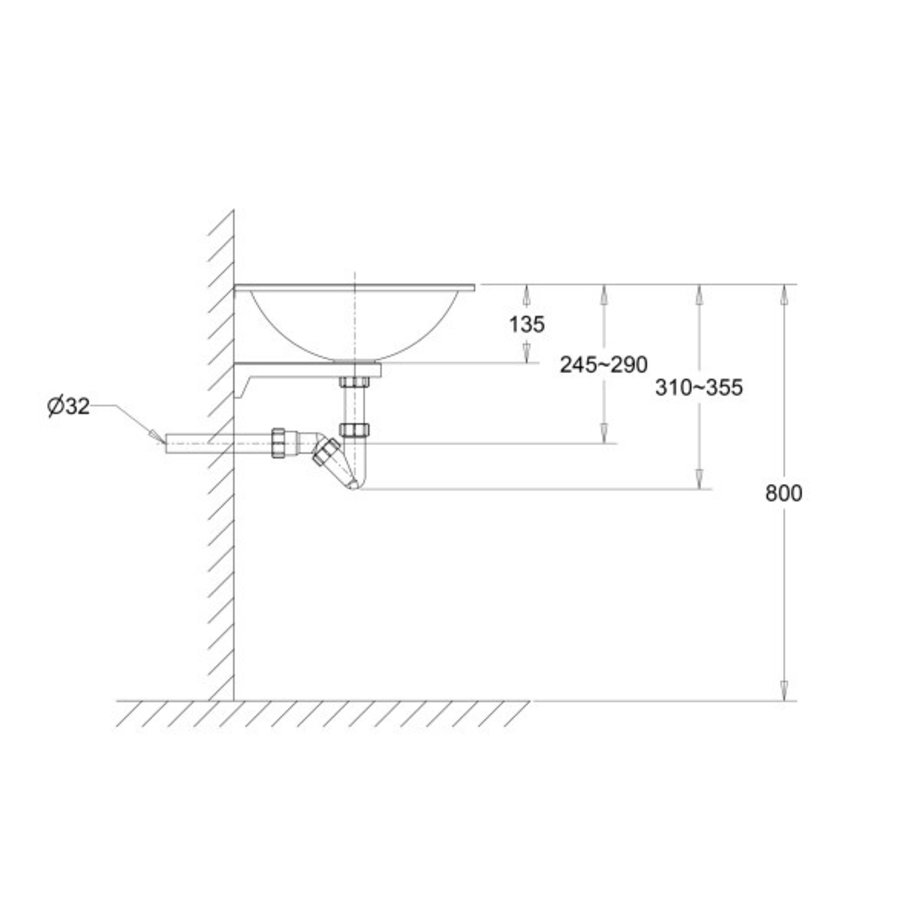 Lavabo mural inox - 414x414x135 mm