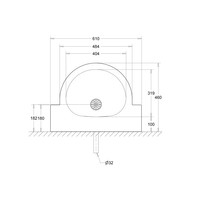 Lavabo mural inox - 610x460x225 mm