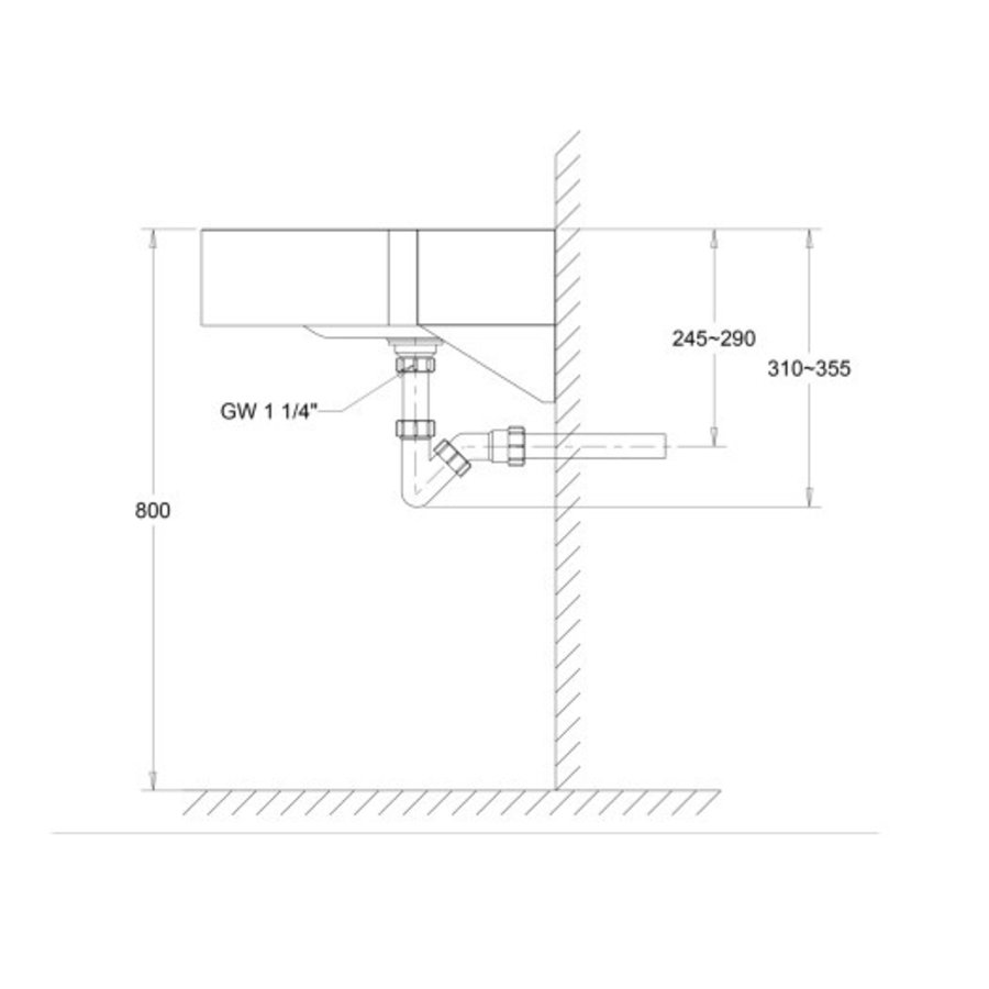 Lavabo mural inox - 610x460x225 mm