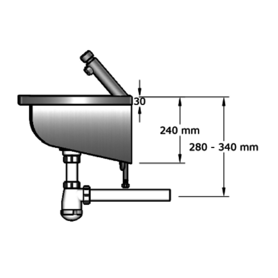 Lavabo rigole inox avec robinets | 6 dimensions