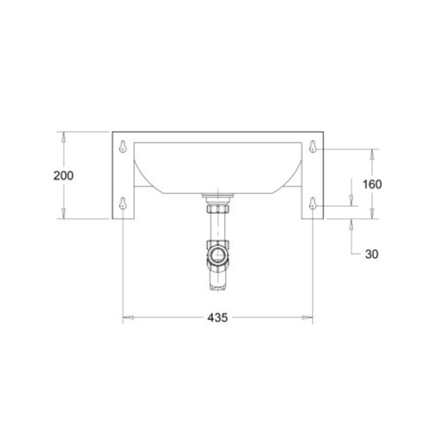 Lavabo mural inox - 484x460x140 mm