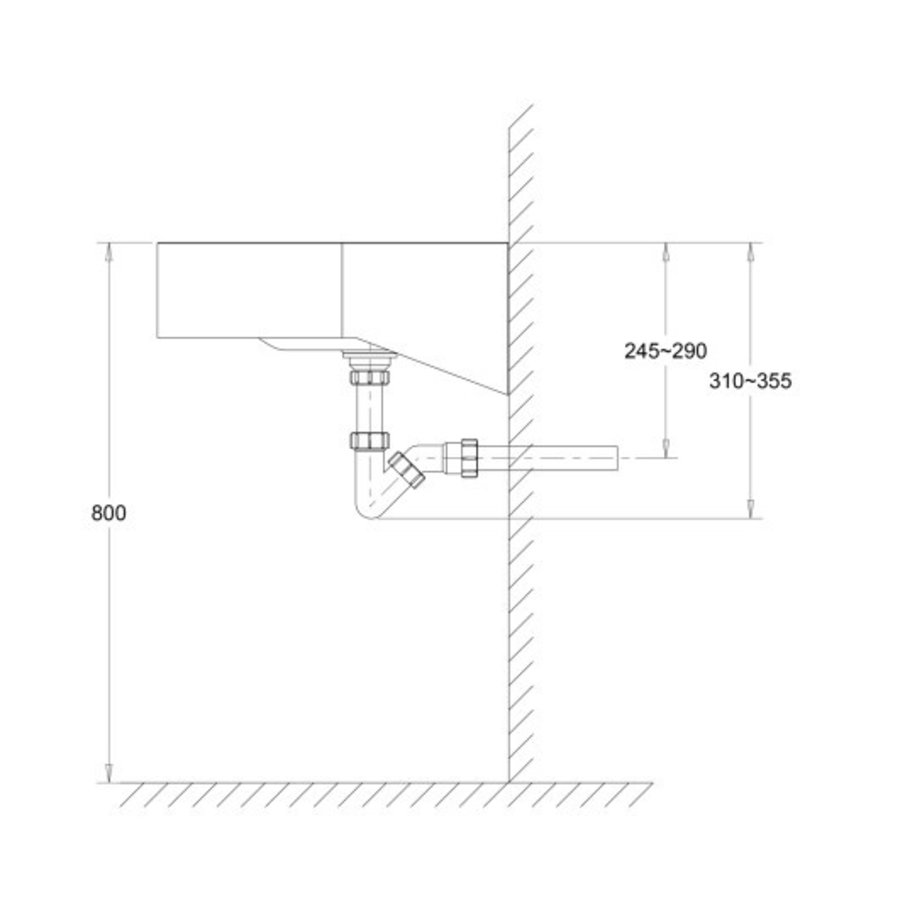 Lavabo mural inox - 484x460x140 mm