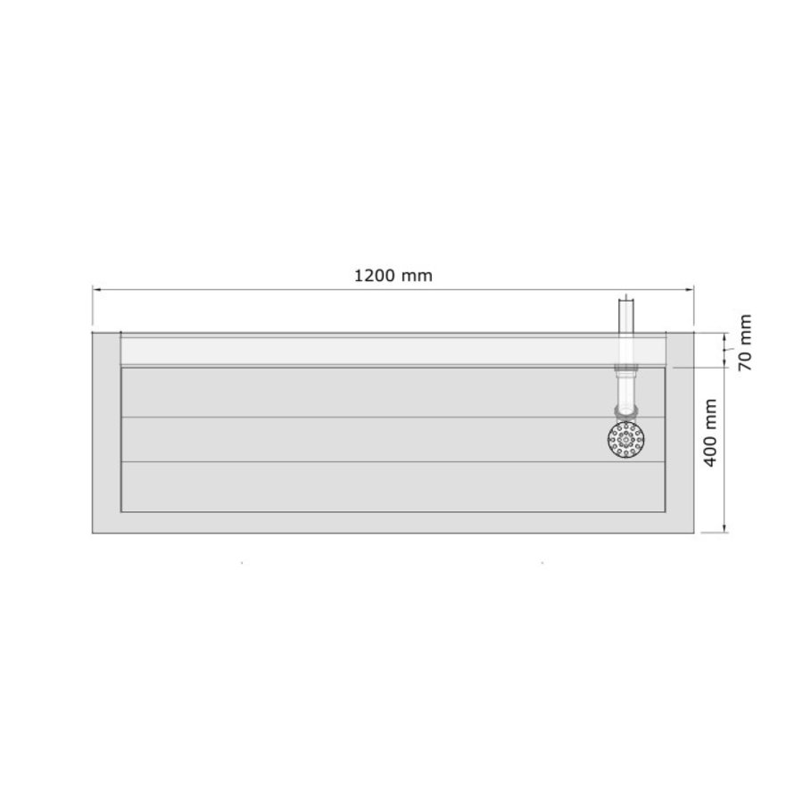 Lavabo rigole inox robinets et dosseret | 6 dimensions