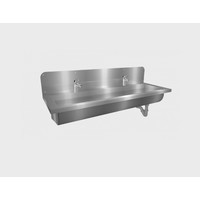 Lavabo rigole inox 2 postes avec robinets XL - 1200x400x240 mm