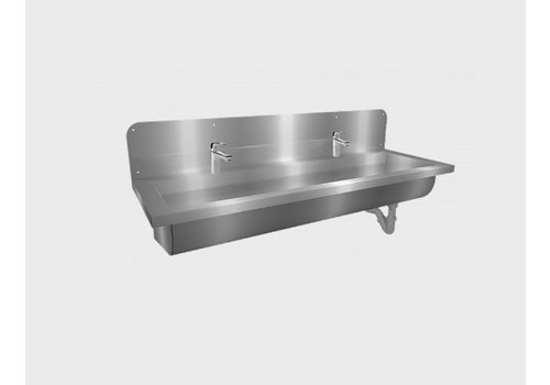  ProChef Lavabo rigole inox 2 postes avec robinets XL - 1200x400x240 mm 