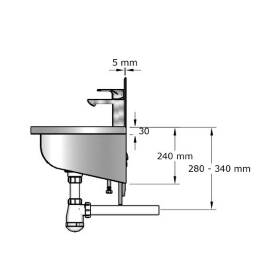 Lavabo rigole inox 2 postes avec robinets XL - 1200x400x240 mm