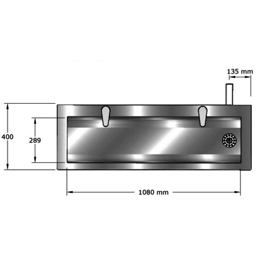 Lavabo rigole inox avec robinet  | 6 dimensions