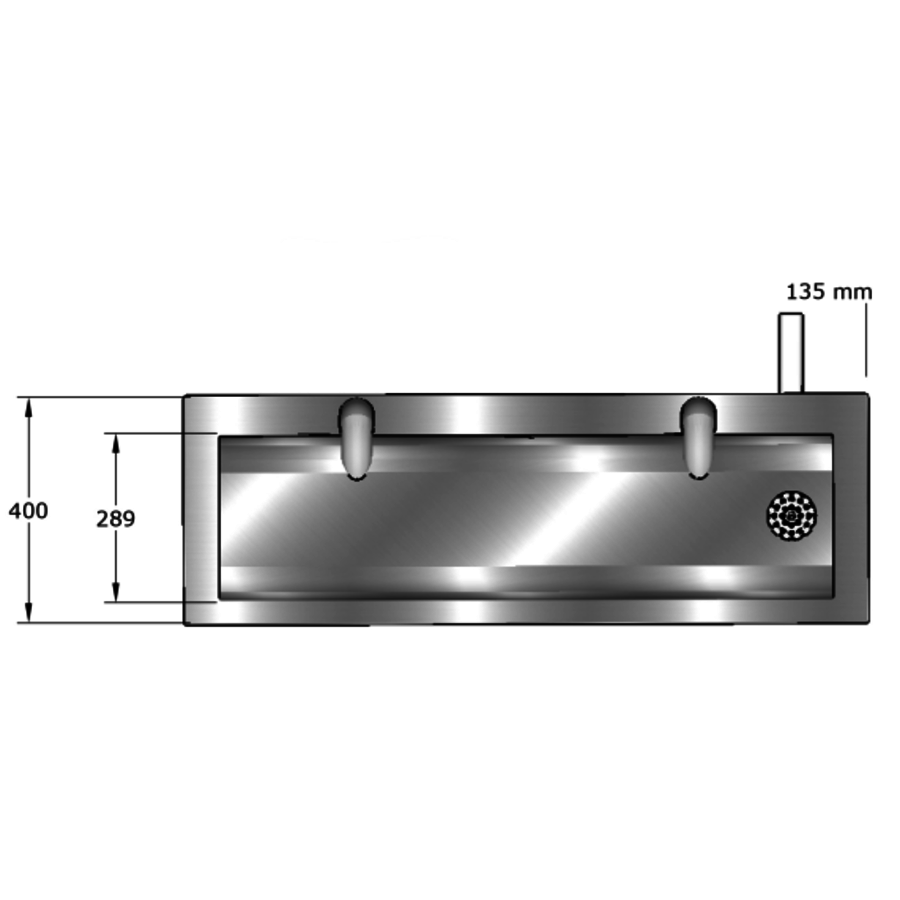 Lavabo rigole en Inox avec robinet | 6 dimensions