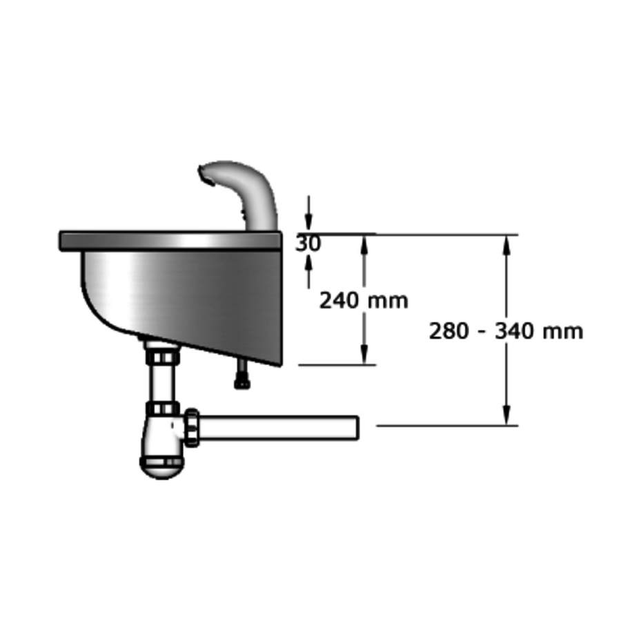 Lavabo rigole en Inox avec robinet | 6 dimensions