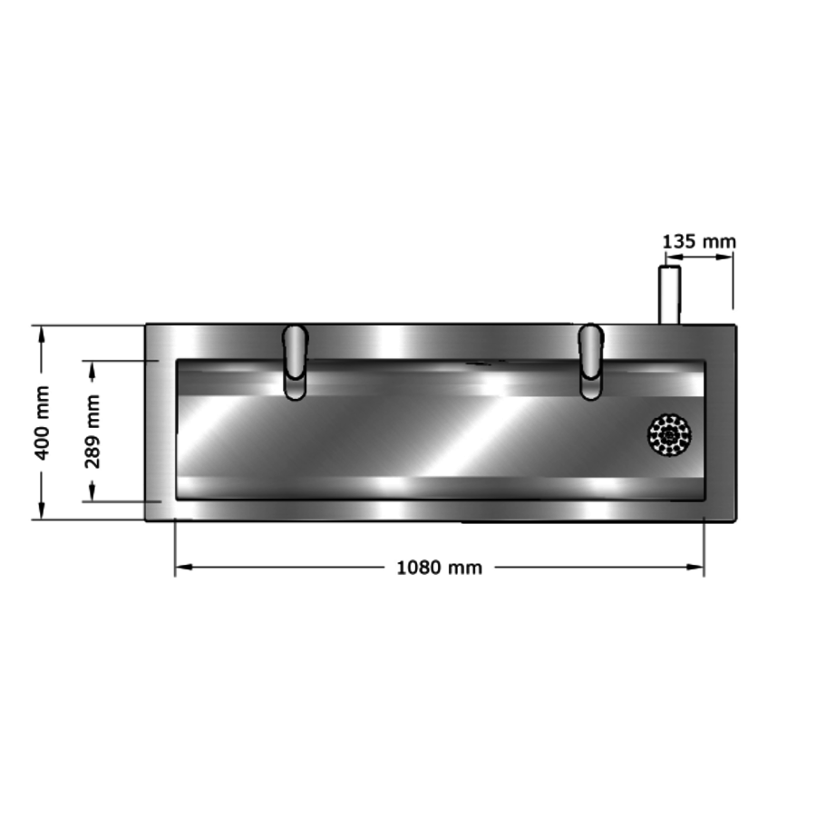 Lavabo rigole en Inox avec robinet | 6 dimensions