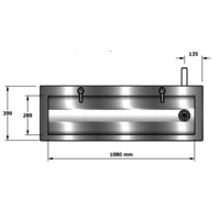 Lavabo rigole inox avec robinets | 6 dimensions