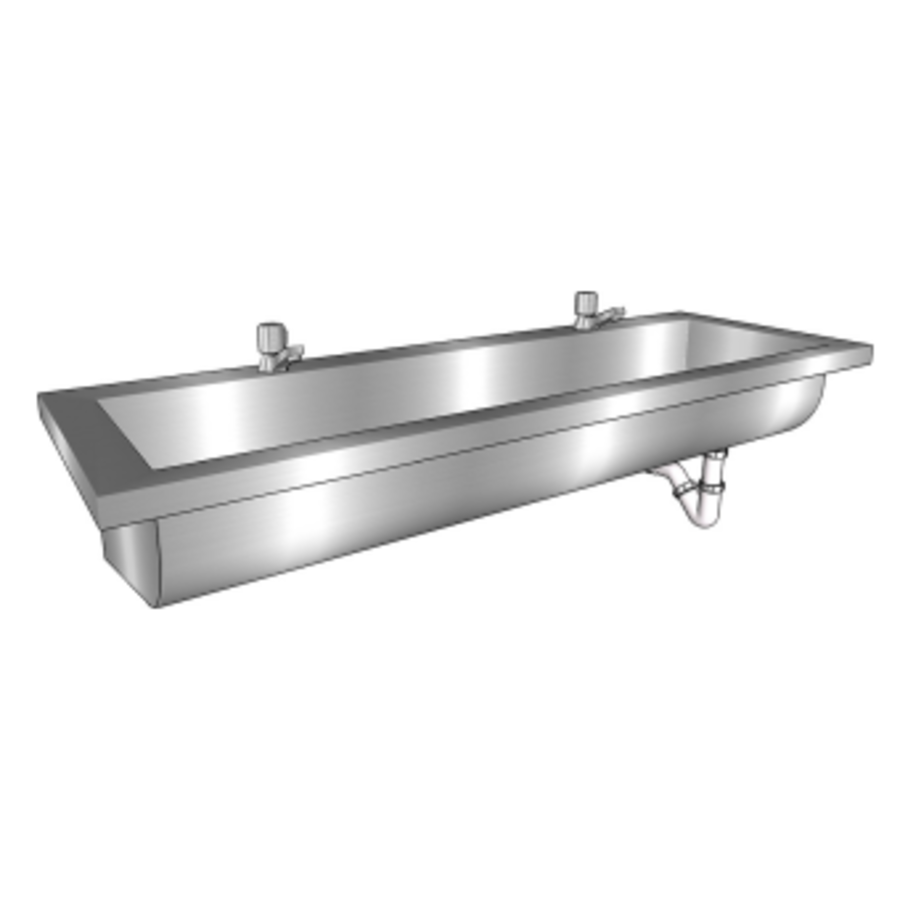 Lavabo rigole inox avec robinets | 6 dimensions