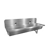 ProChef Lavabo rigole inox 2 postes robinets Hansa Electra Mix - 1200x400x240 mm