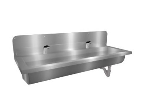  ProChef Lavabo rigole inox 2 postes robinets Hansa Electra Mix - 1200x400x240 mm 