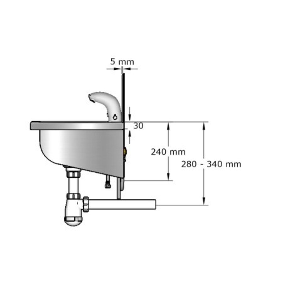 Lavabo rigole inox 2 postes robinets Hansa Electra Mix - 1200x400x240 mm