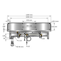 Lavabo rigole inox 2 postes robinets Hansa Electra - 1200x400x240 mm