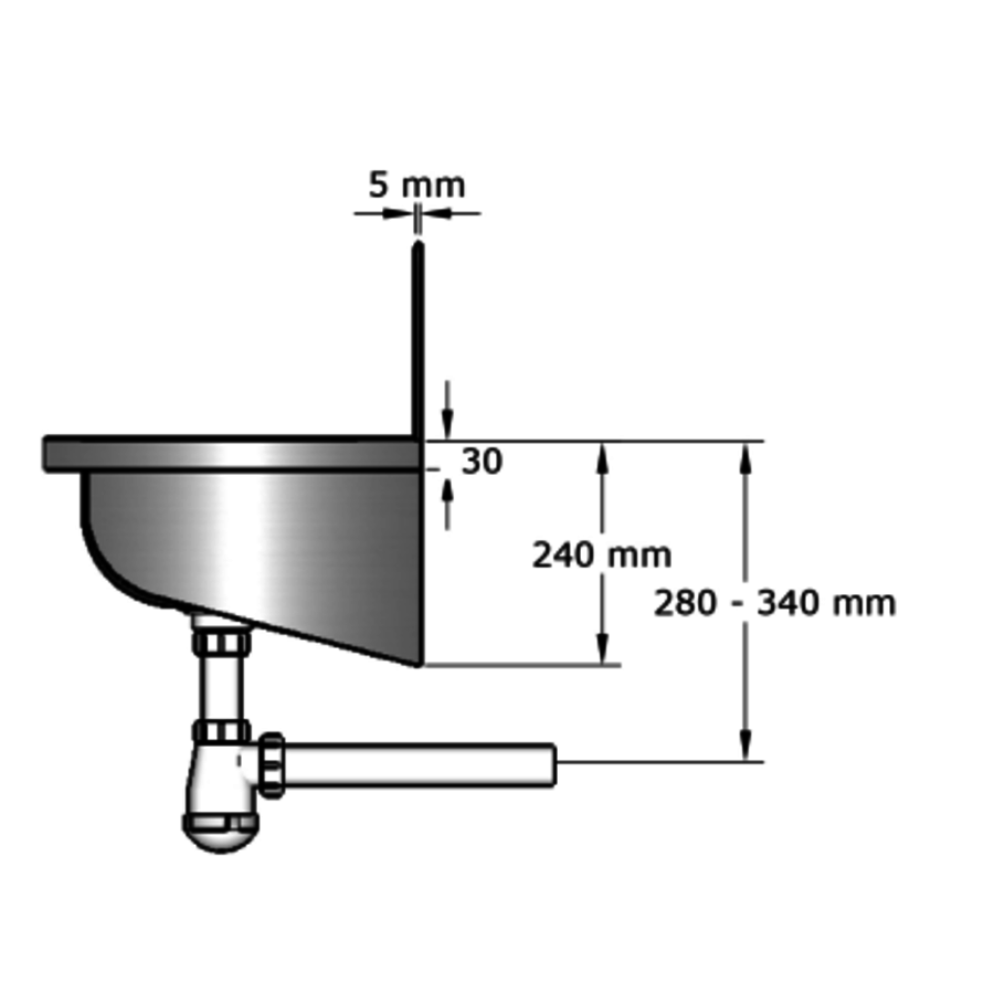 Lavabo rigole avec doseret sans robinet - L 1200 x P 400 x H 440 mm
