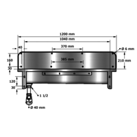 Lavabo rigole avec doseret sans robinet - L 1200 x P 400 x H 440 mm