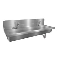 Lavabo rigole inox 2 postes robinets TEMPO - 1200x400x240 mm