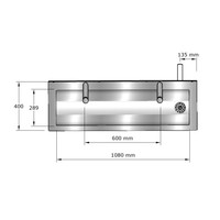 Lavabo rigole inox 2 postes robinets TEMPO - 1200x400x240 mm