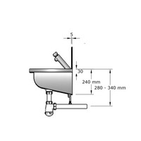 Lavabo rigole inox 2 postes robinets TEMPO - 1200x400x240 mm