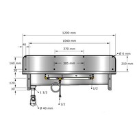 Lavabo rigole inox 2 postes robinets TEMPO - 1200x400x240 mm