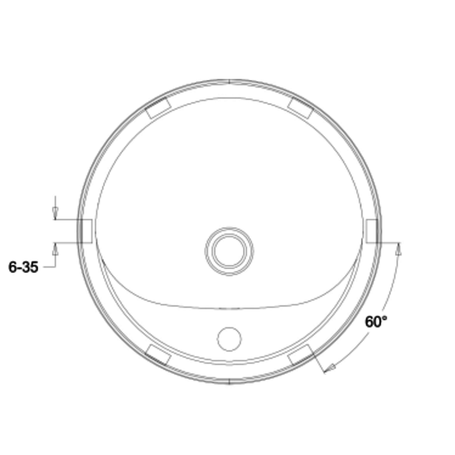 Vasque  a encastrer en forme de D - L 404 x P 319 x H 160 mm