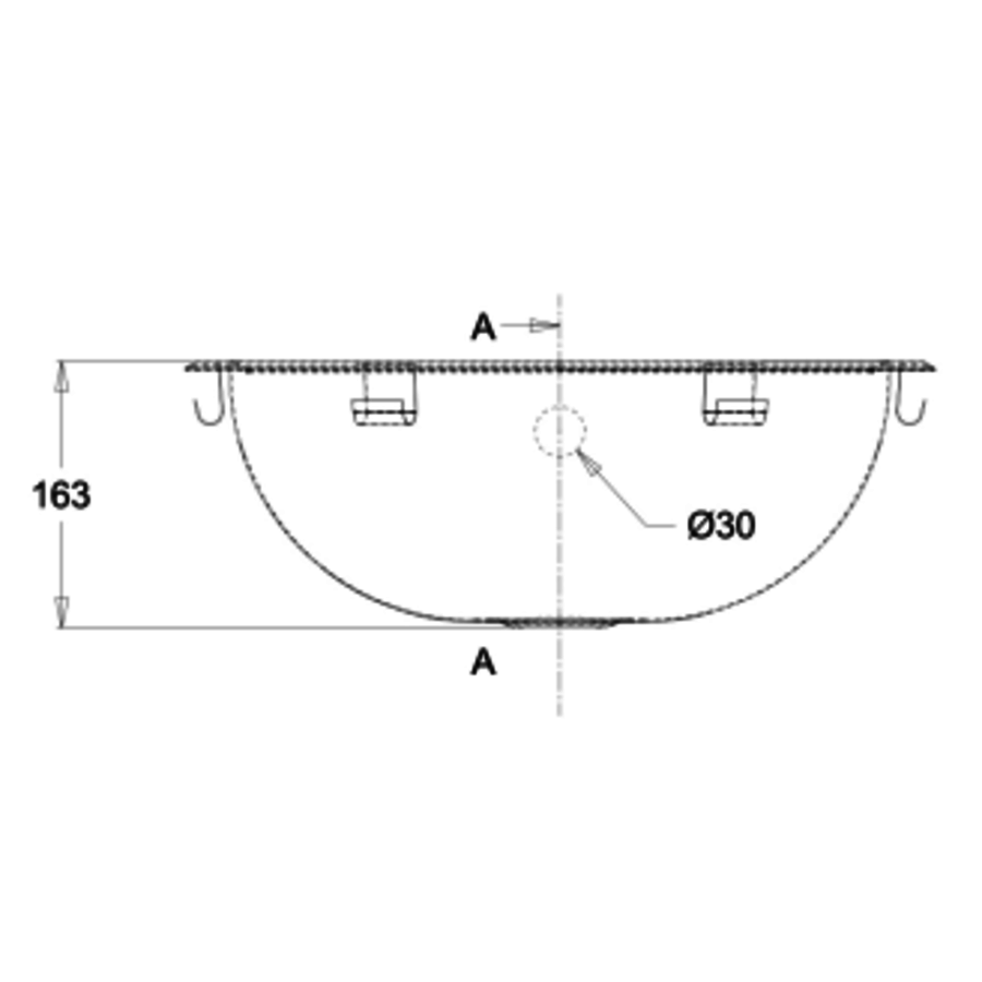 Vasque  a encastrer en forme de D - L 404 x P 319 x H 160 mm