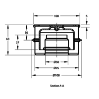 Caniveau de sol en inox 100 x 100mm - sortie verticale