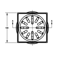 Caniveau de sol en inox 100 x 100mm - sortie verticale