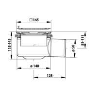 Caniveau de sol 145x145mm 176994 - sortie horizontale