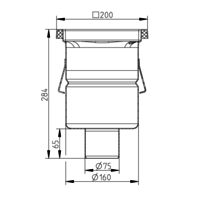 Caniveau de sol inox 200x200mm 177004 - sortie verticale