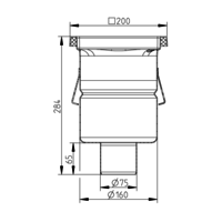 Caniveau de sol inox 200x200mm 177002 - sortie verticale