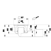 Caniveau de sol en inox - 97 x 97 mm - 60 mm (P) sortie verticale et horizontale