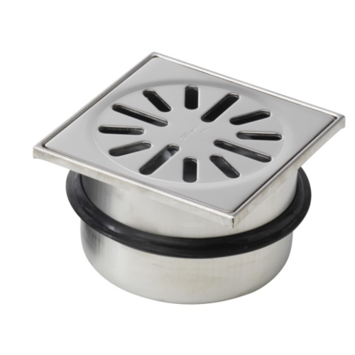  ProChef Caniveau de sol en inox - 100 x 100 mm - 63 mm (P) sortie verticale 