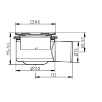 Caniveau de sol inox 145x145mm 177000 - sortie horizontale