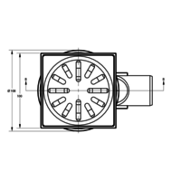 Caniveau de sol- 100 x 100 mm - 89 mm(P) sortie verticale et horizontale