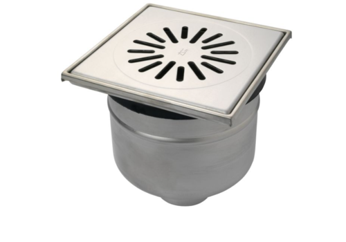  ProChef Caniveau de sol en inox  200 x 200 mm - (P)155 - 195 mm sortie verticale 