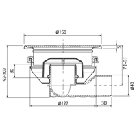 Caniveau de sol en inox  ø 150 mm - 48400 - sortie horizontale