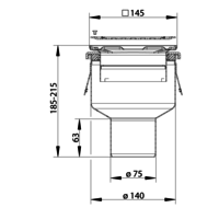 Caniveau de sol en inox - 145 x 145 mm - 150.300.075 - sortie verticale