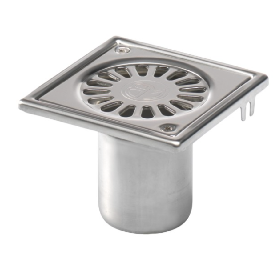 Caniveau de sol  en inox 97 x 97 mm - 183.101.050 - sortie verticale