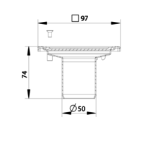 Caniveau de sol  en inox 97 x 97 mm - 183.101.050 - sortie verticale