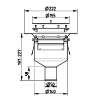 Caniveau de sol en inox - ø 155 mm - 250.300.050 - sortie verticale