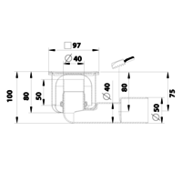 Caniveau de sol en inox - 97 x 97 mm -  182.103.040 - sortie horizontale