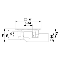 Caniveau de sol en inox - 147 x 147 mm - 182.151.050 - sortie horizontale