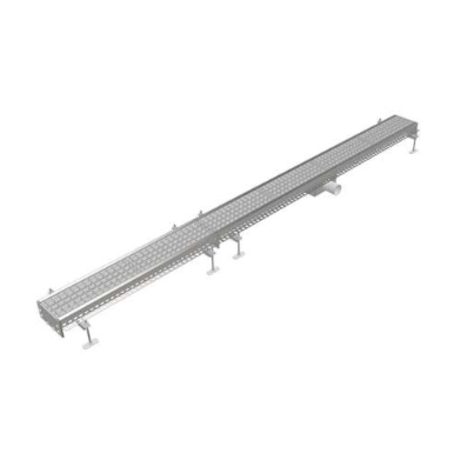 Caniveau de sol inox 150x3000mm drain central ø75mm - sortie horizontale