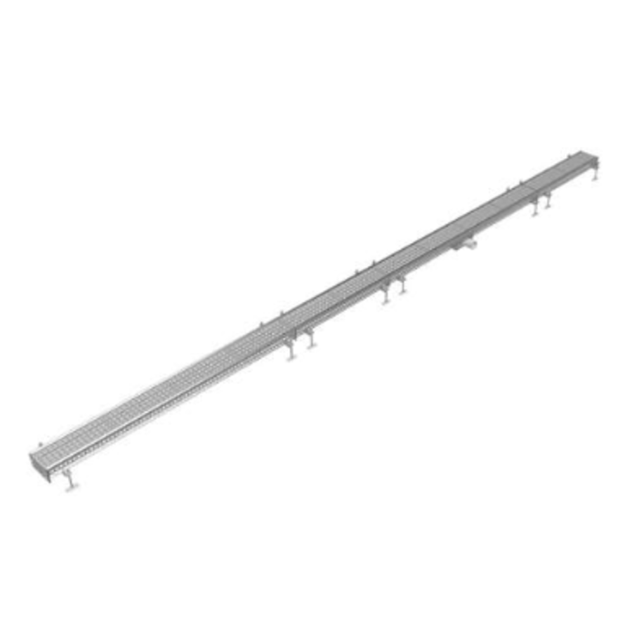 Caniveau de sol inox 150x6000mm drain central ø75mm - sortie horizontale