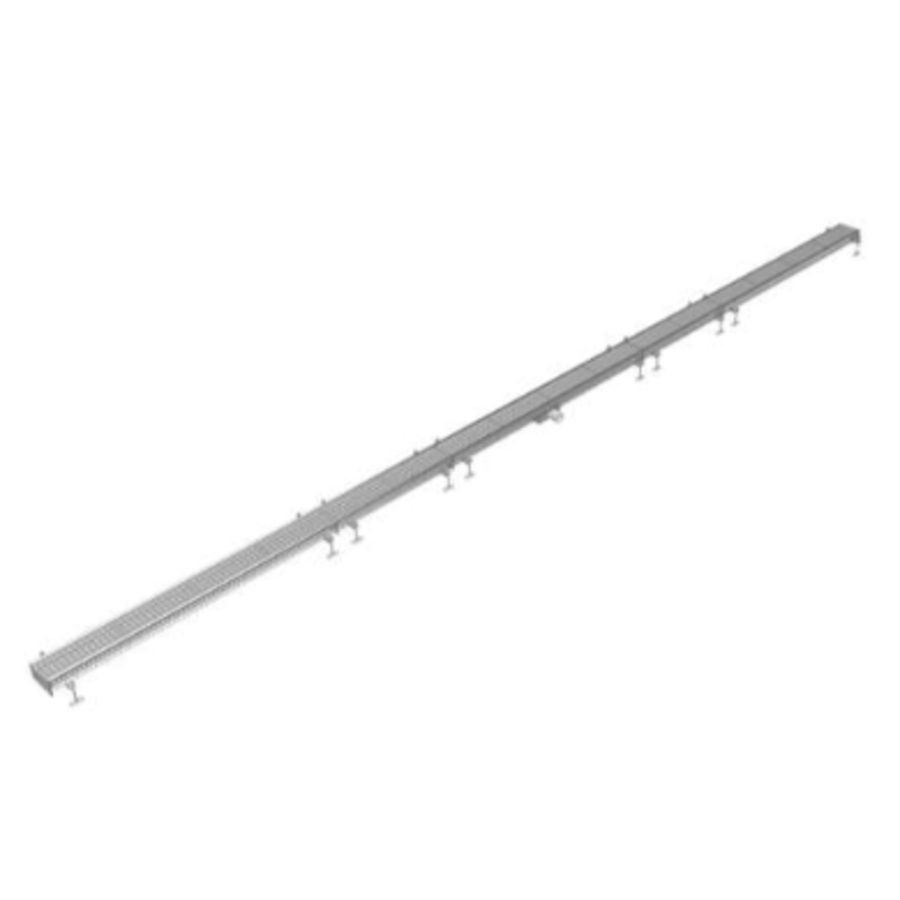 Caniveau de sol inox 150x8000mm drain central ø75mm - sortie horizontale