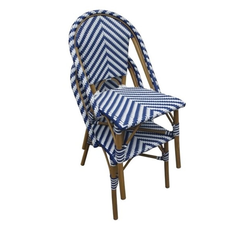 Chaise d'appoint en rotin de style parisien Bolero bleu (2 pièces)