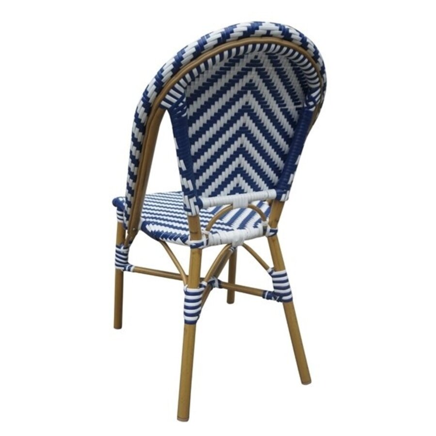 Chaise d'appoint en rotin de style parisien Bolero bleu (2 pièces)